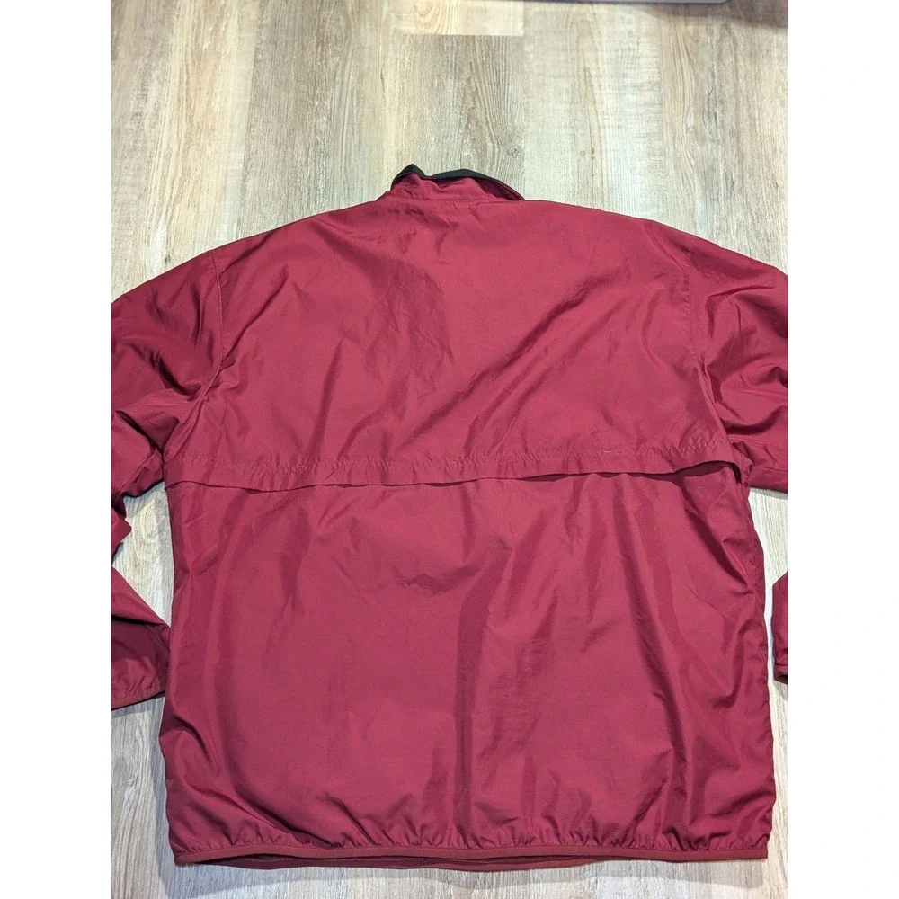 Adidas Mens XL Red 1/4 Zip Windbreaker Pullover Jacket Black 3 Stripe‎